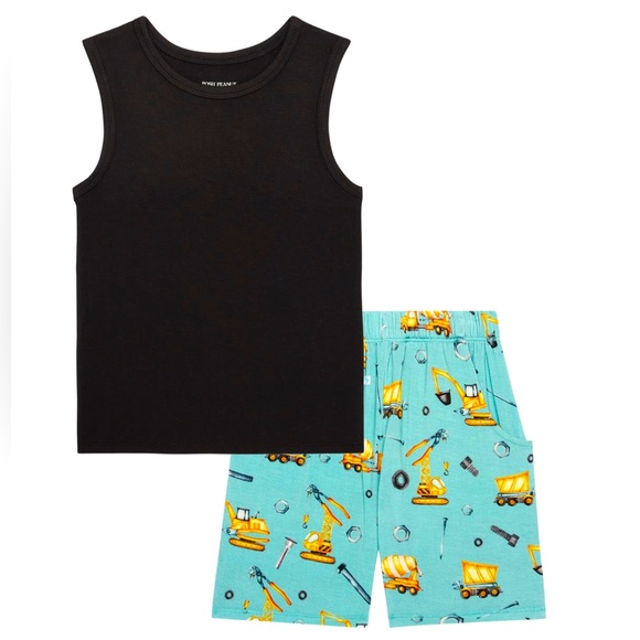 🏗️🚧🦺🛠️2-PIECE** Posh Peanut Kid’s Construction Tank & Shorts set- Big Kid 🛠️🦺🚧🏗️ - Picture 2 of 8